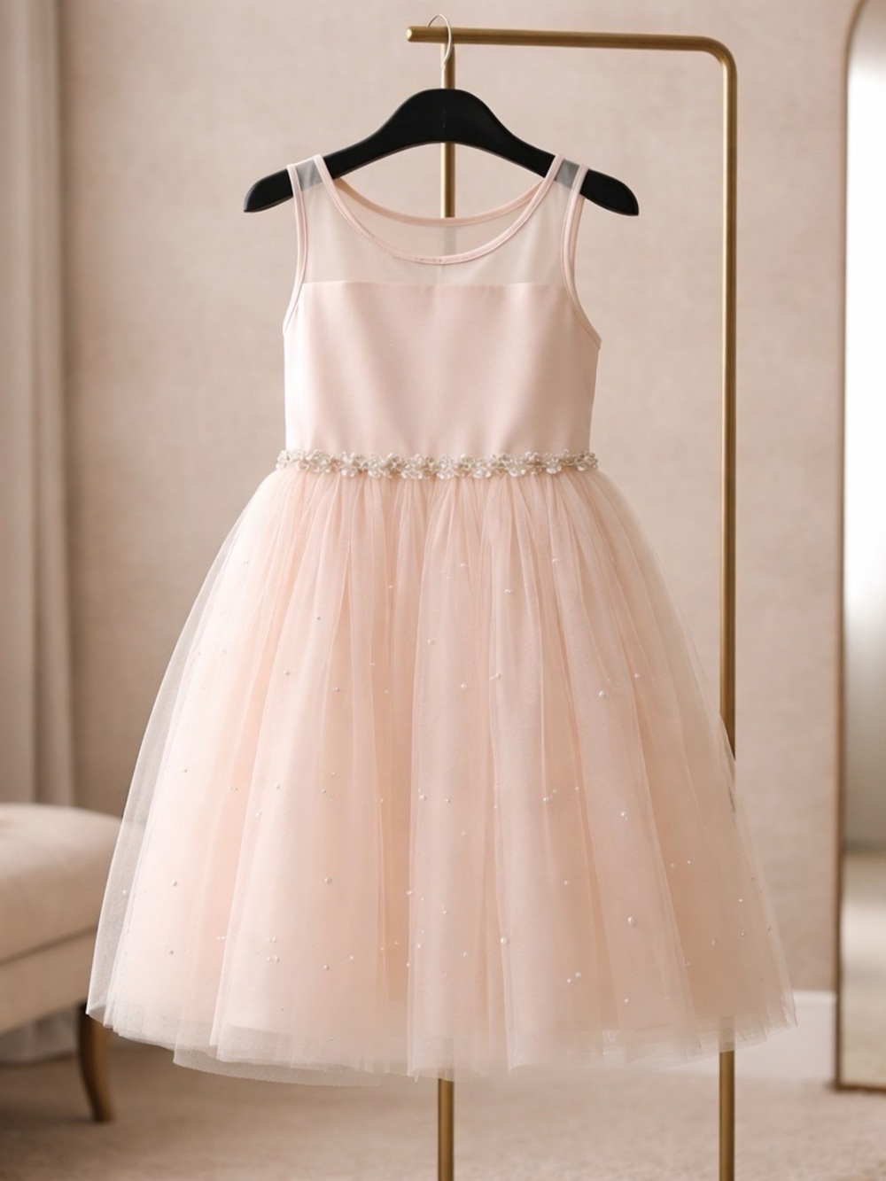 American Princess Tulle Pearl Embellished Dress  Girls size 7